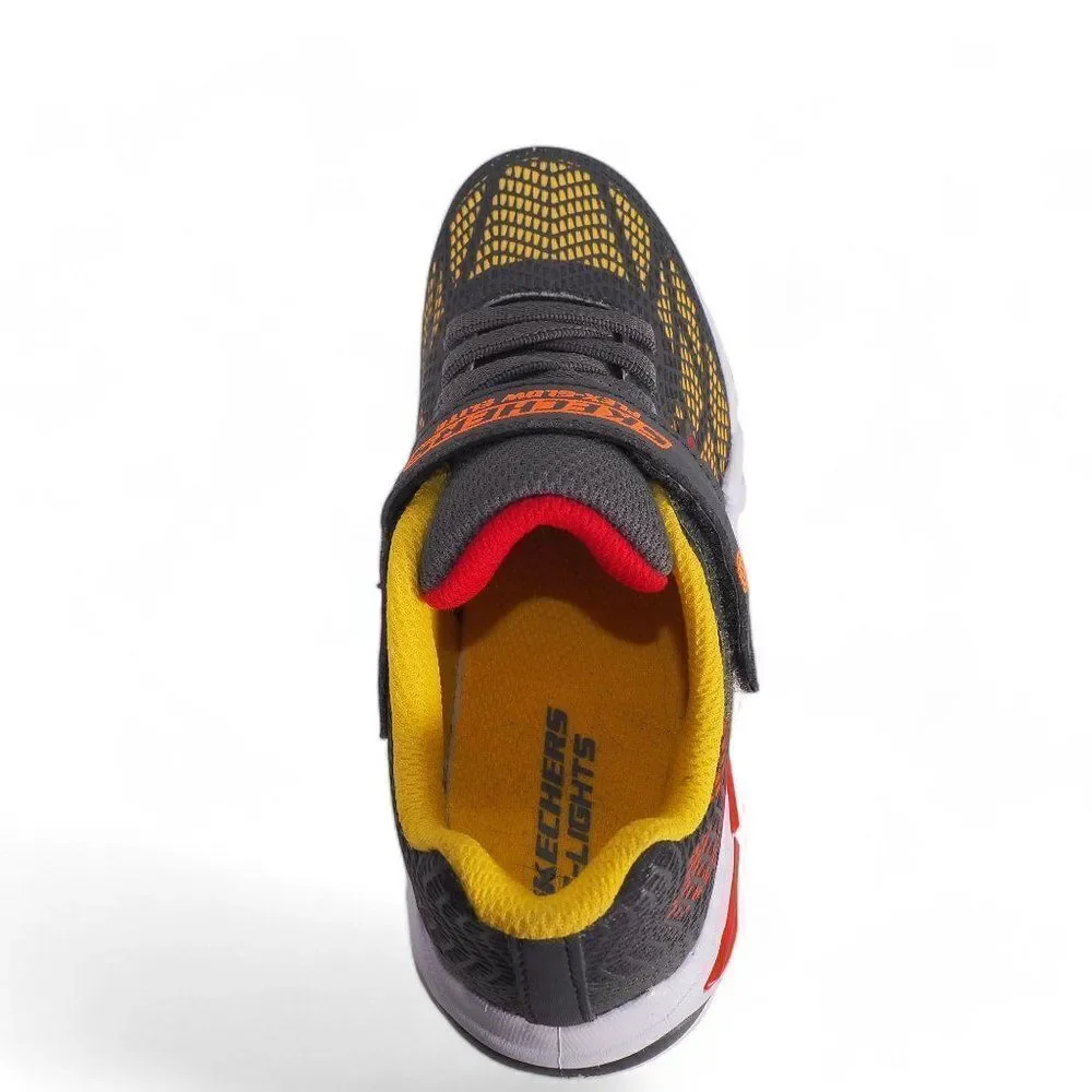 Skechers Flex-Glow Elite Vorlo Light Up Sneakers Grey / Orange / Yellow‎ Youth 2